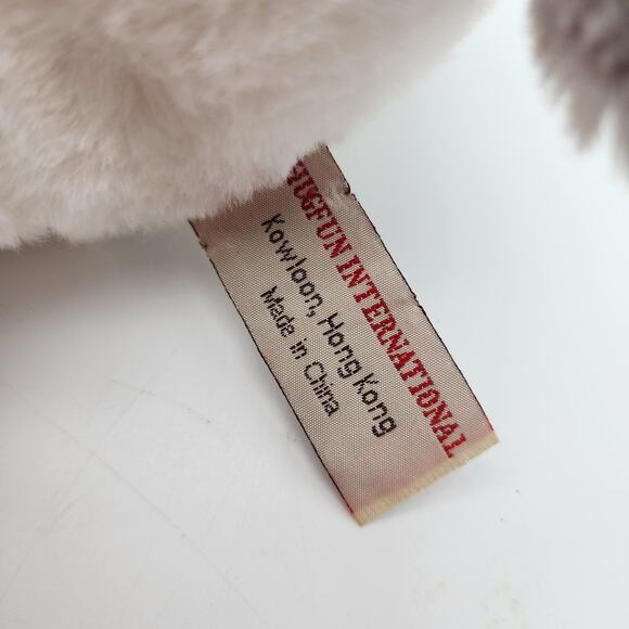 Hugfun St Jude Gray White Puppy Dog Plush 12" Red Hat Scarf Stuffed Animal Toy - Picture 5 of 10